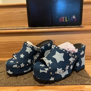 Dolls Kill Studded Denim Slides